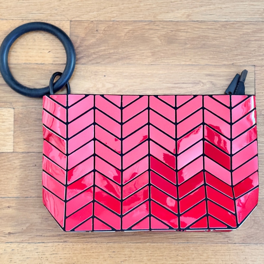 Patrizia Luca Chevron Clutch with Circular Handle